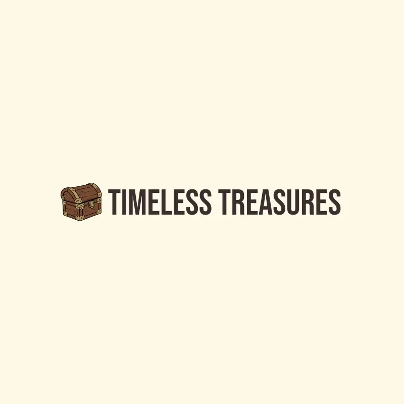 The thrift store name Timeless Treasures as a branded logo with a color icon