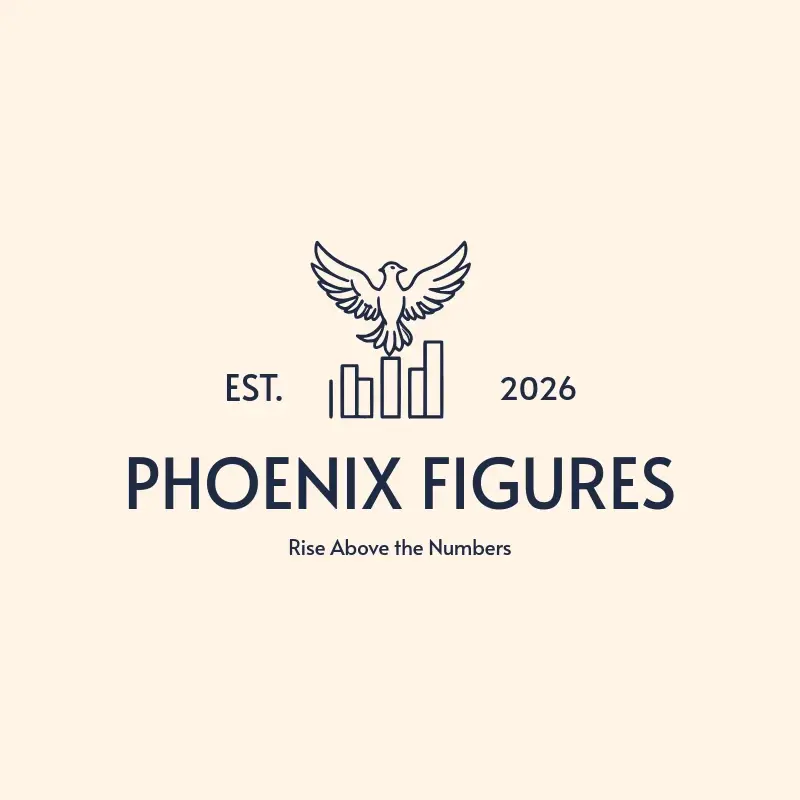 The bookkeeping name Phoenix Figures as a branded logo with a single color icon