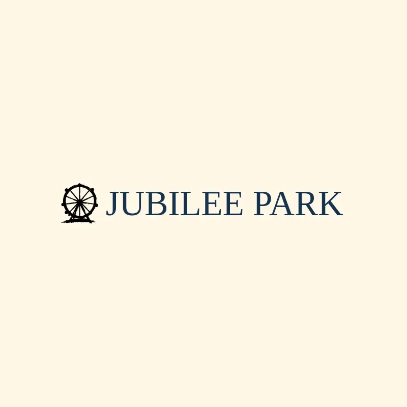 The theme park name Jubilee Park as a branded logo with a single color icon