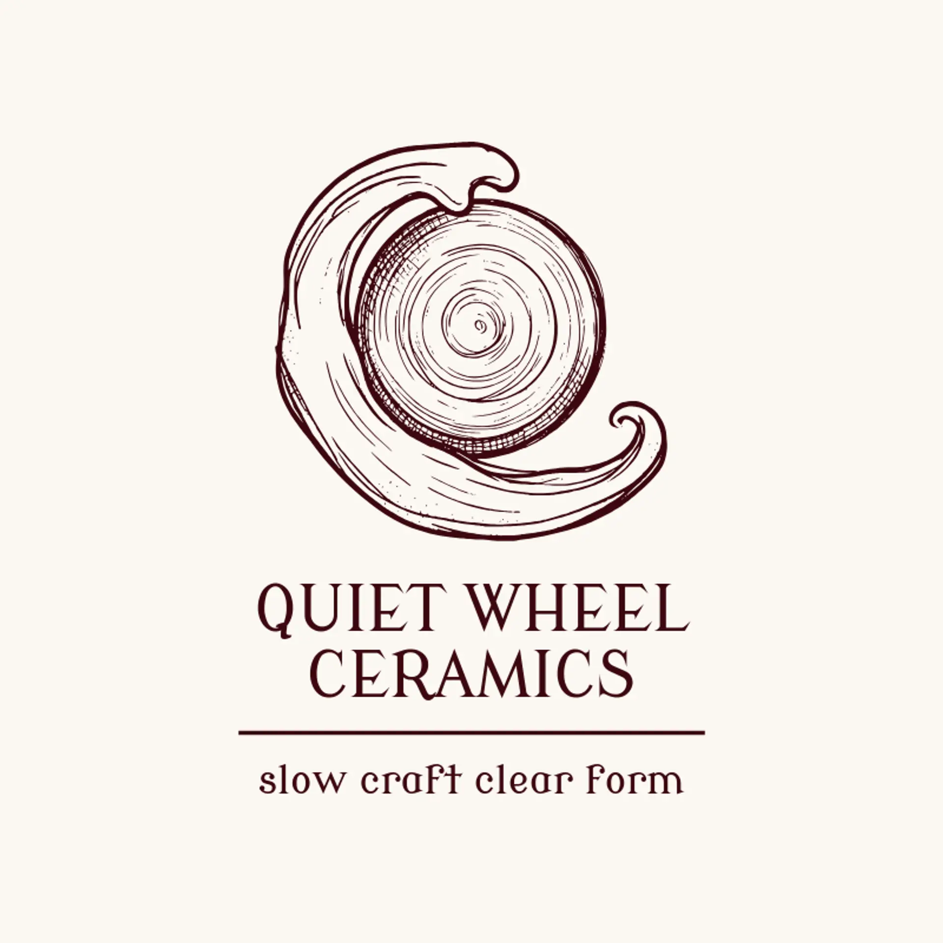 Quiet Wheel Ceramics logo for clay