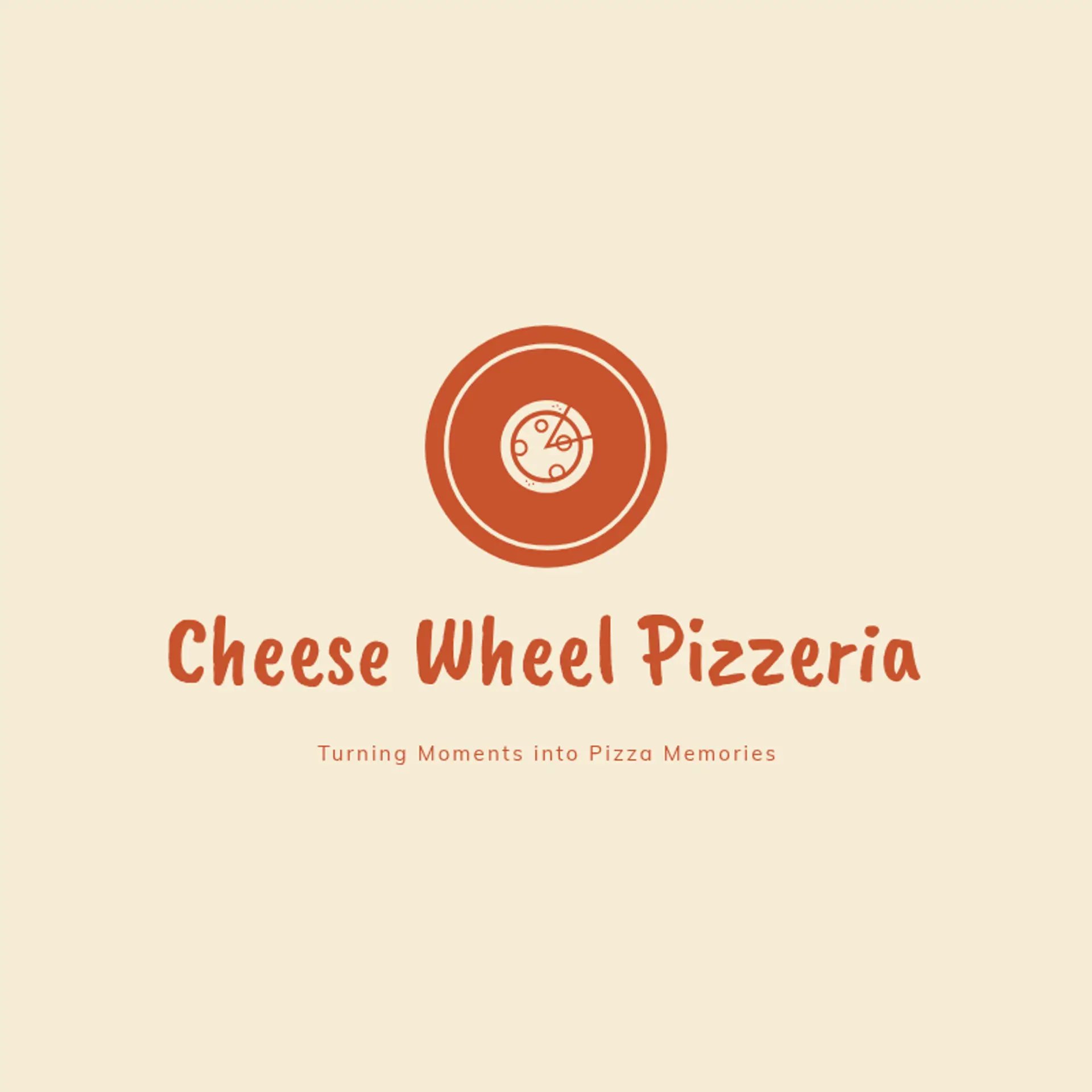 Cheese Wheel Pizzeria logo for pizza restaurant