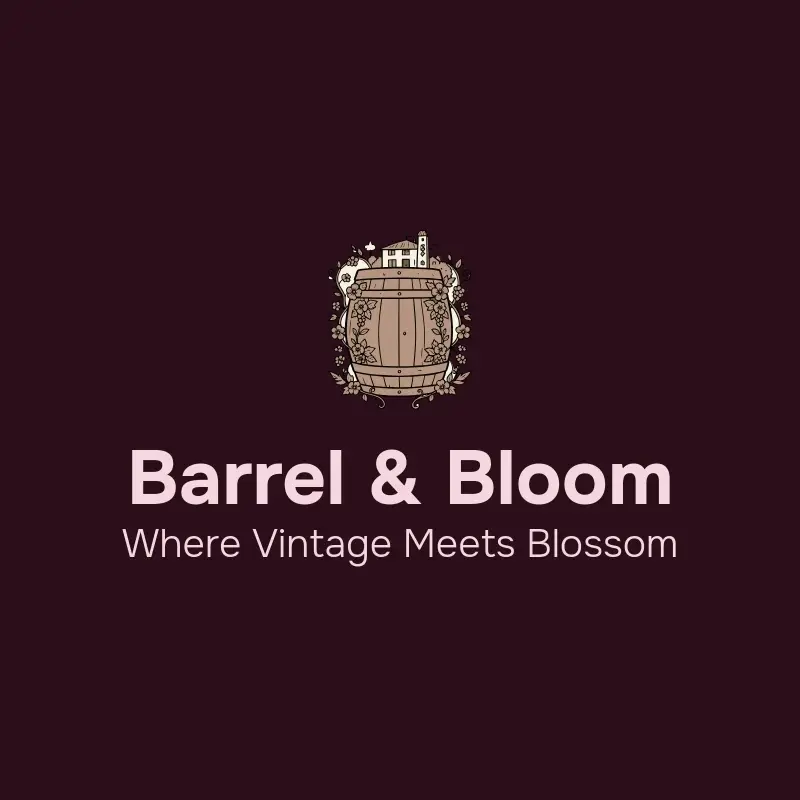 The winery name Barrel & Bloom as a branded logo with a single color icon