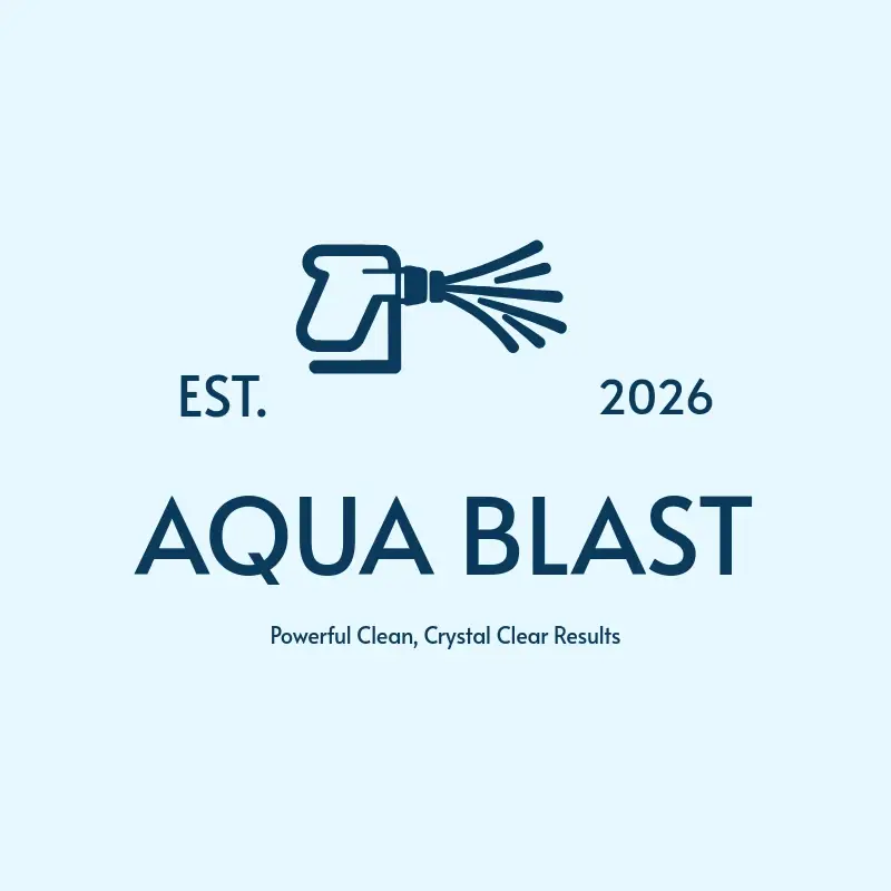 The pressure washing name Aqua Blast as a branded logo with a single color icon