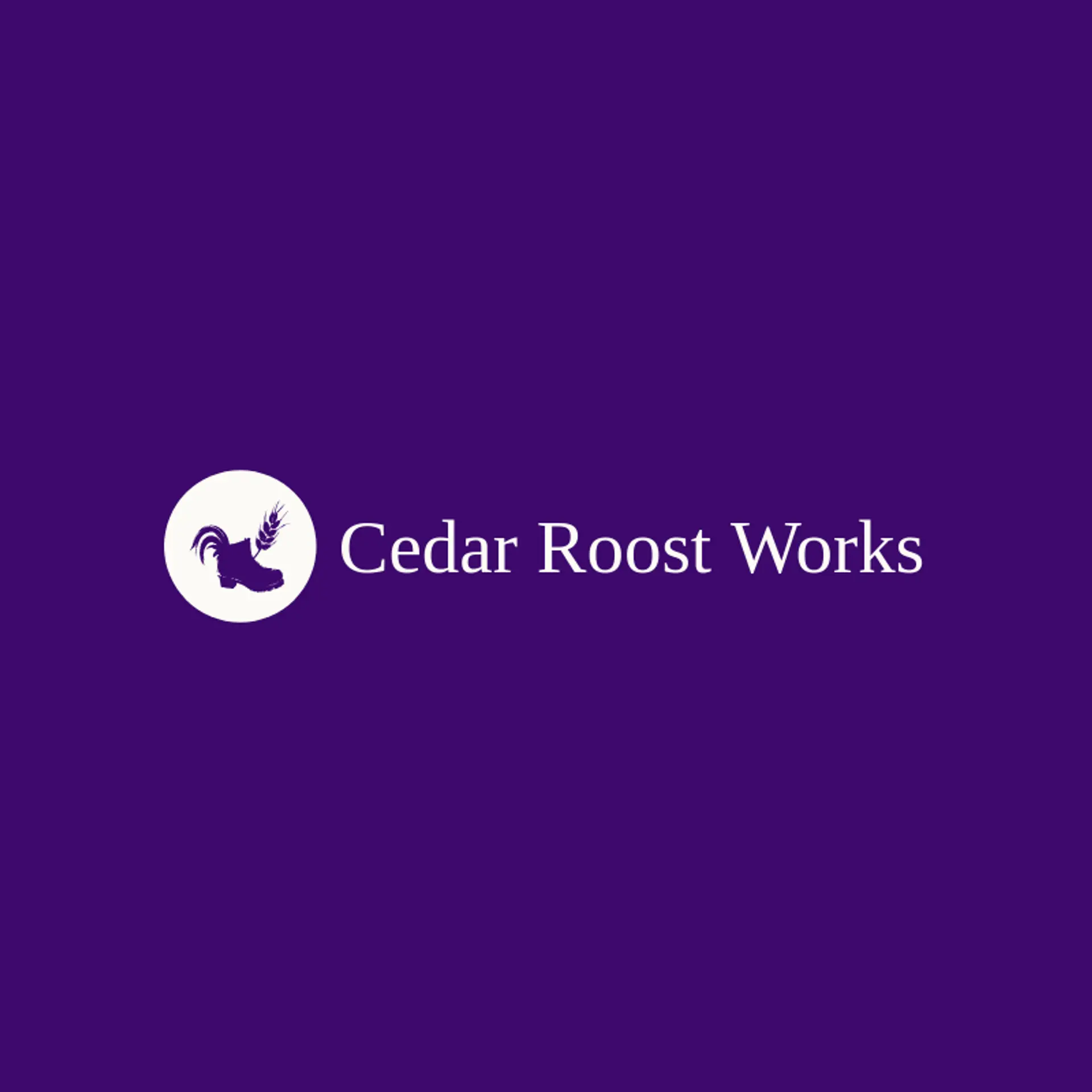 Cedar Roost Works logo for rooster
