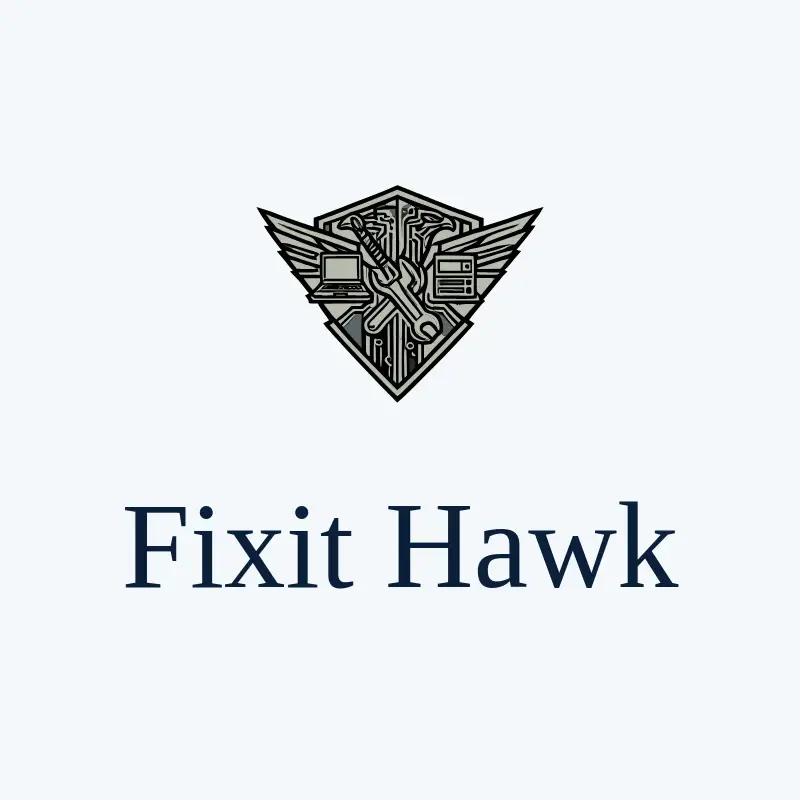 The tech company name FixIT Hawk as a branded logo with a single color icon