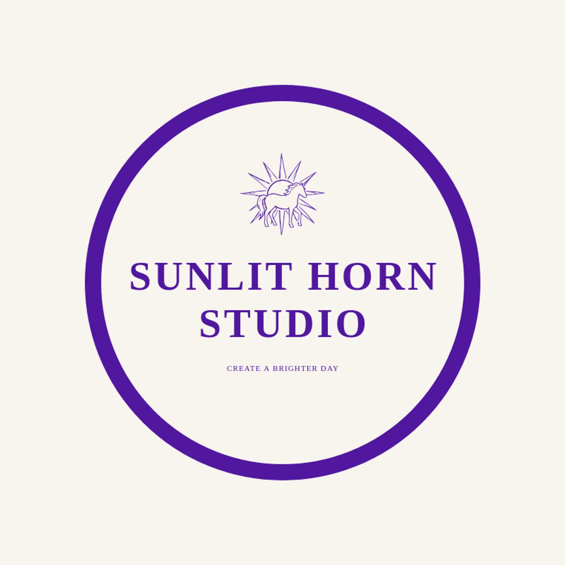 Sunlit Horn Studio logo for unicorn
