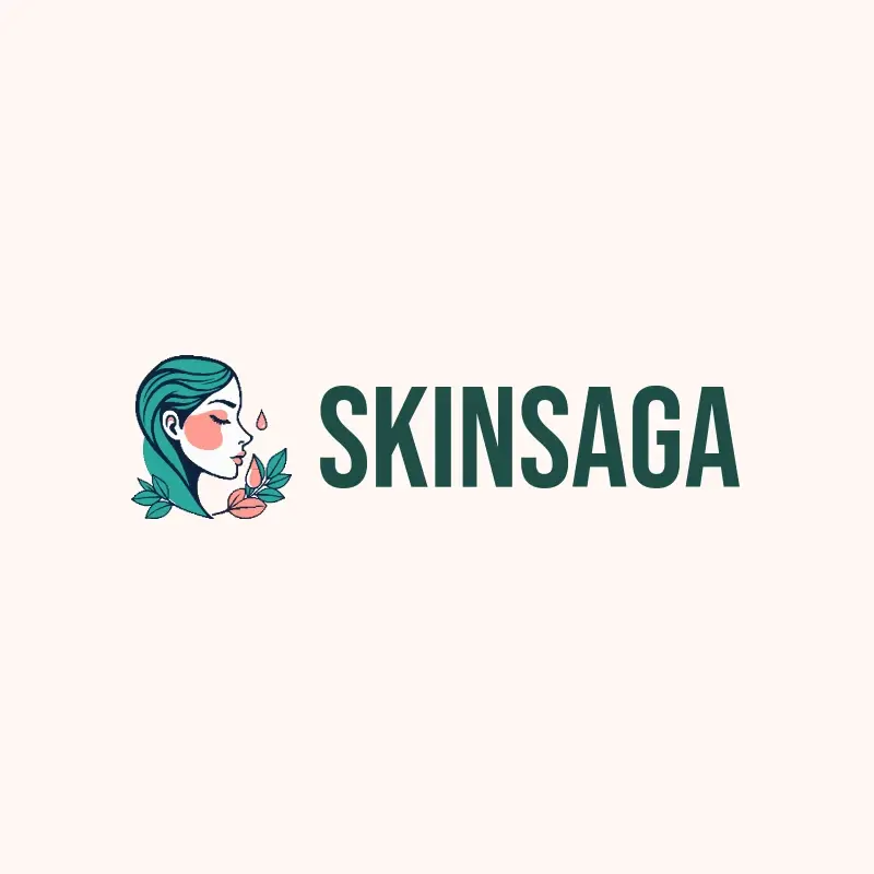 The tattoo shop name SkinSaga as a branded logo with a color icon