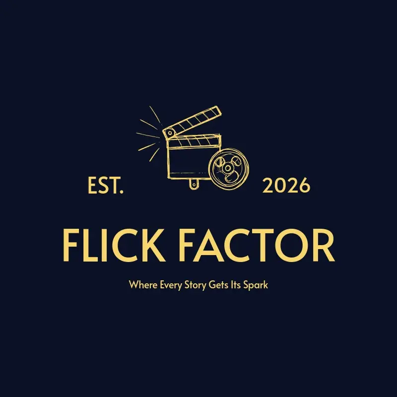 The movie name Flick Factor as a branded logo with a single color icon