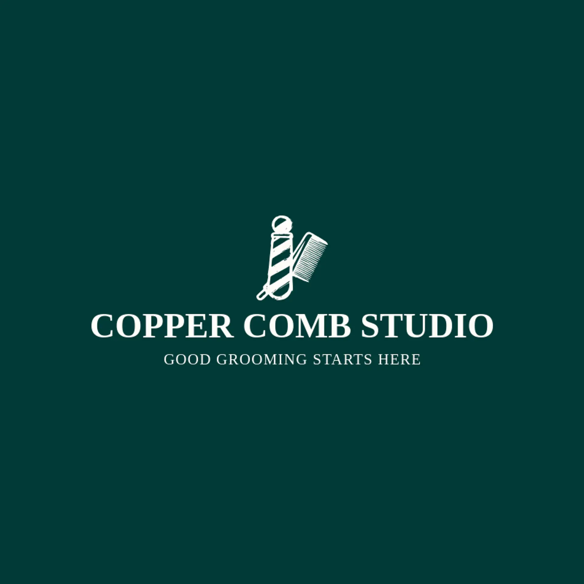 Copper Comb Studio logo for barber pole