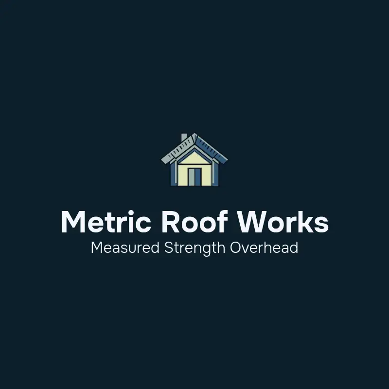 The roofing name Metric Roof Works as a branded logo with a color icon
