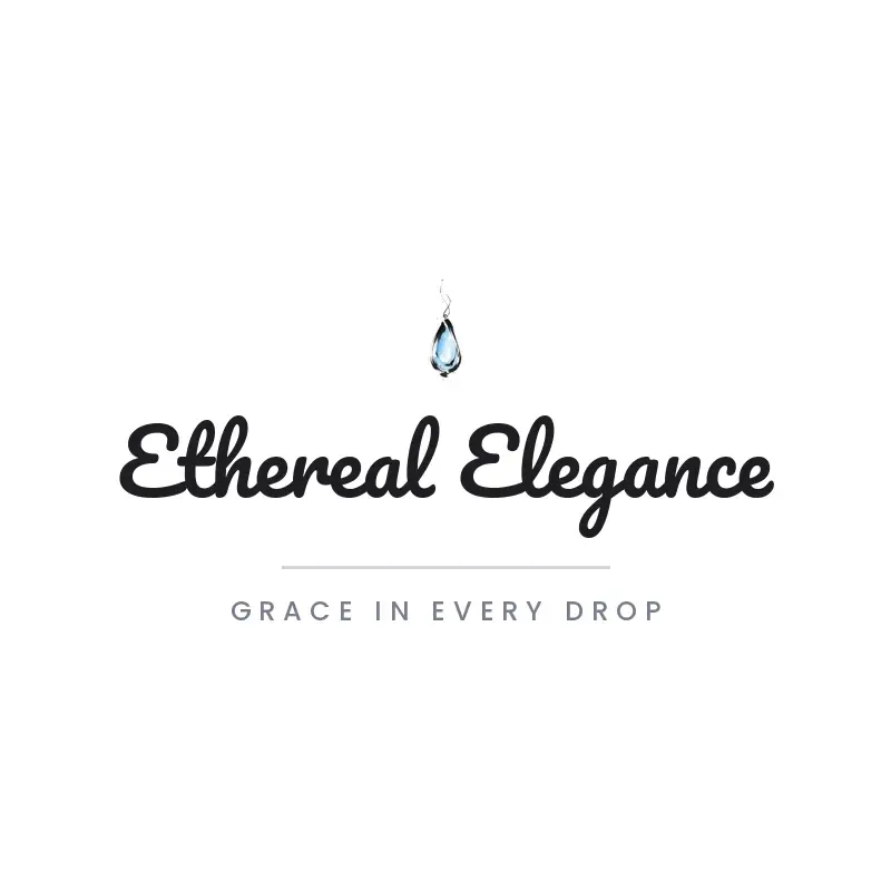 The jewelry name Ethereal Elegance as a branded logo in a brush paint style