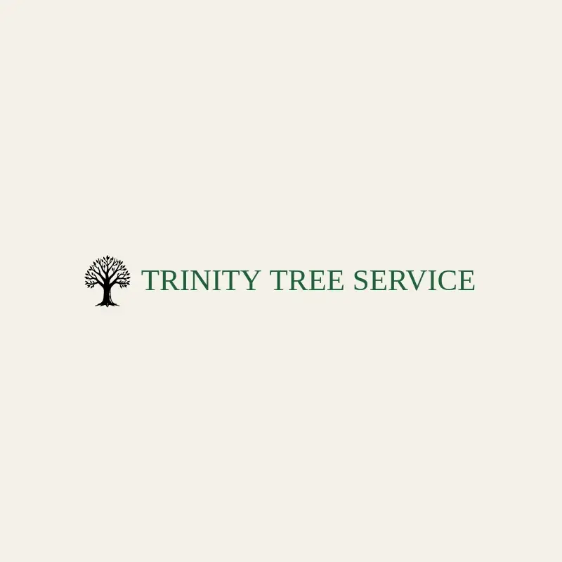 The tree trimming company name Trinity Tree Service as a branded logo with a single color icon