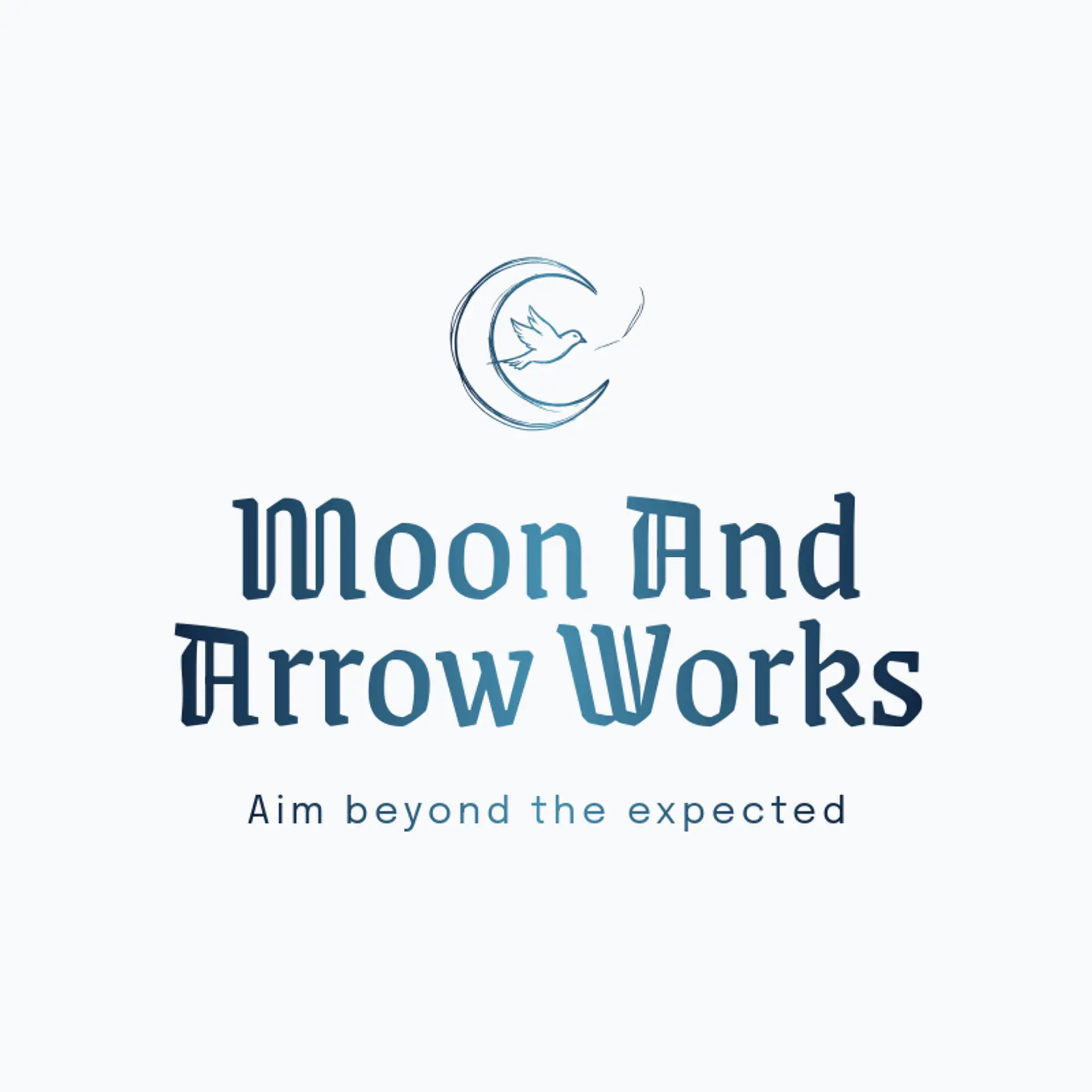 Moon and Arrow Works logo for negative space