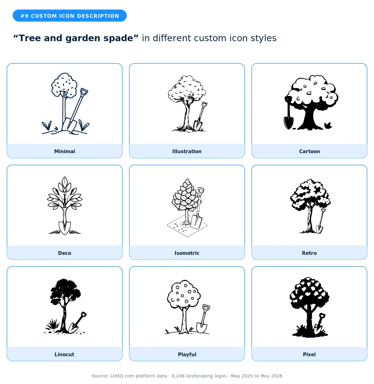 Tree and garden spade in nine styles