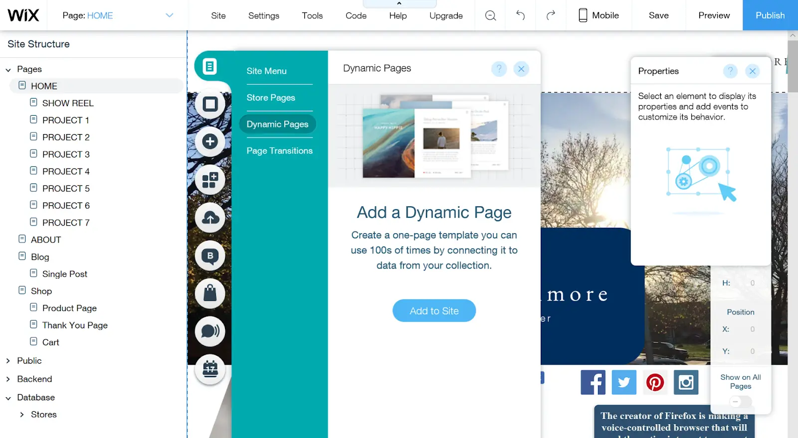 Wix's intuitive editor