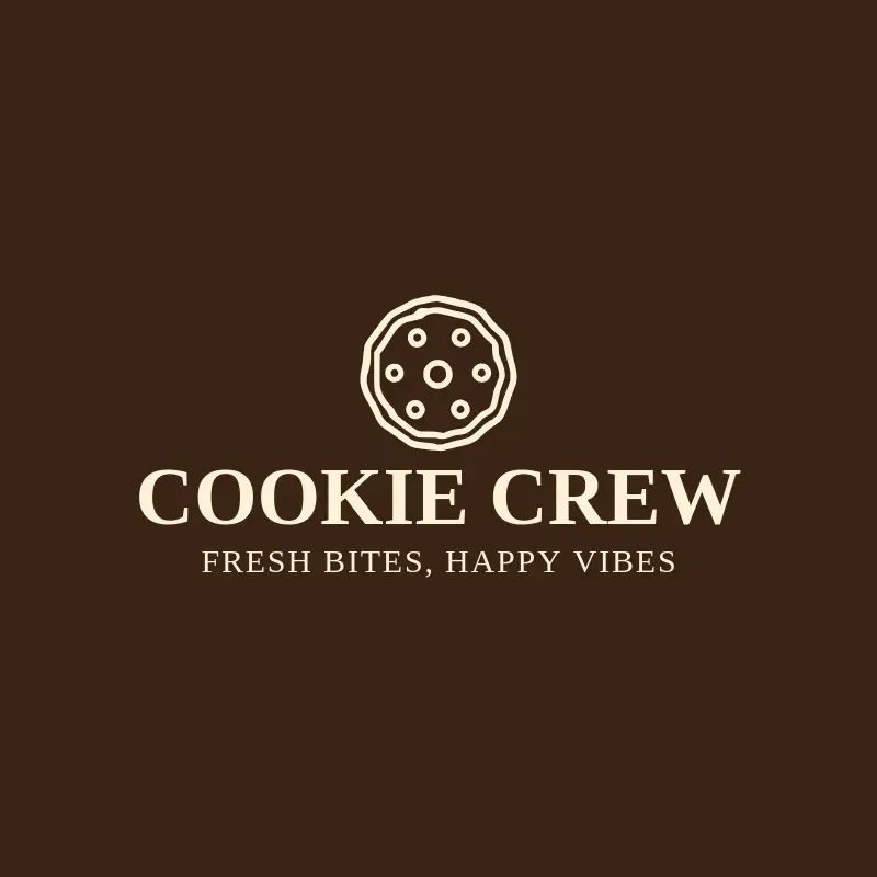 The cookie business name Cookie Crew as a branded logo with a single color icon