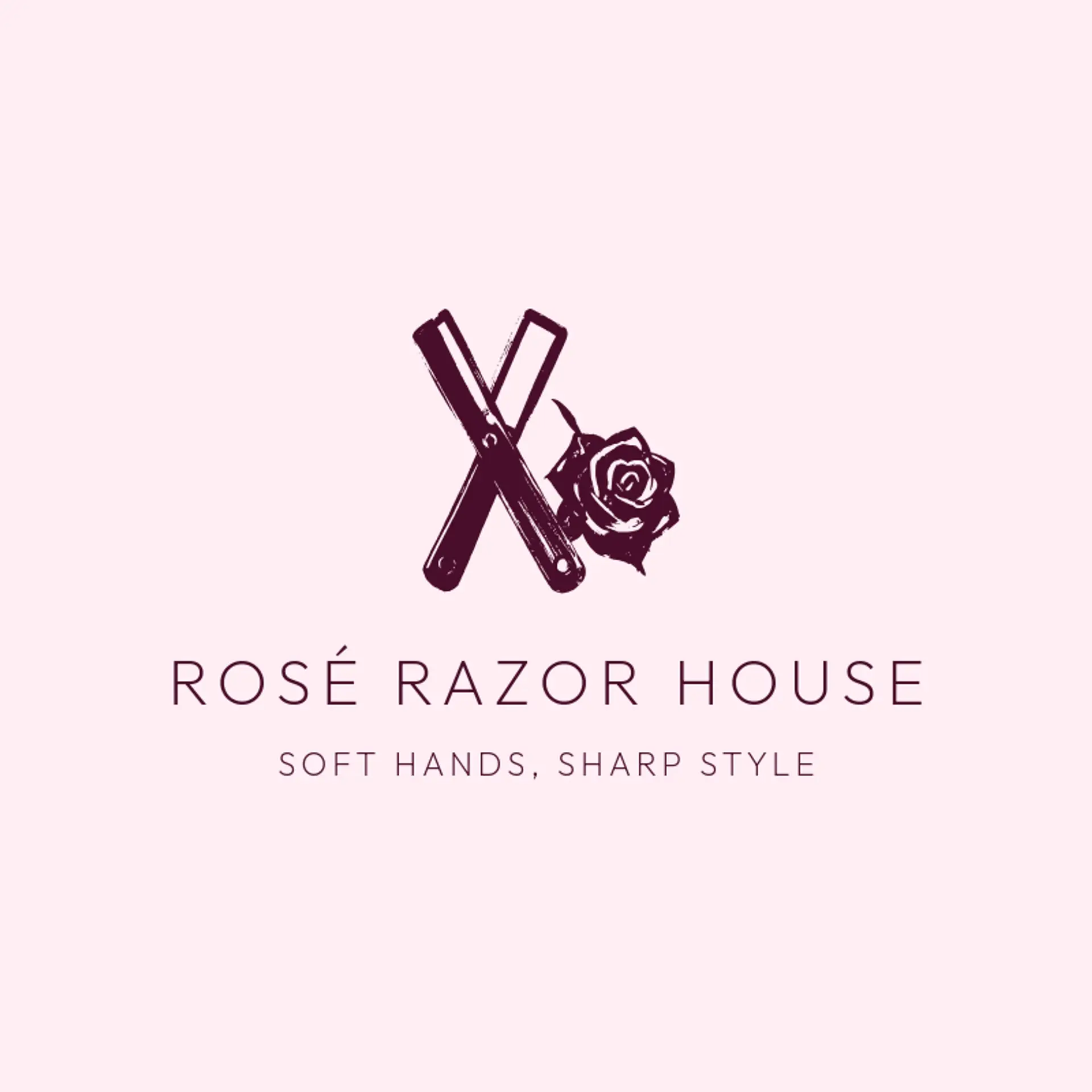 Rosé Razor House logo for men salon