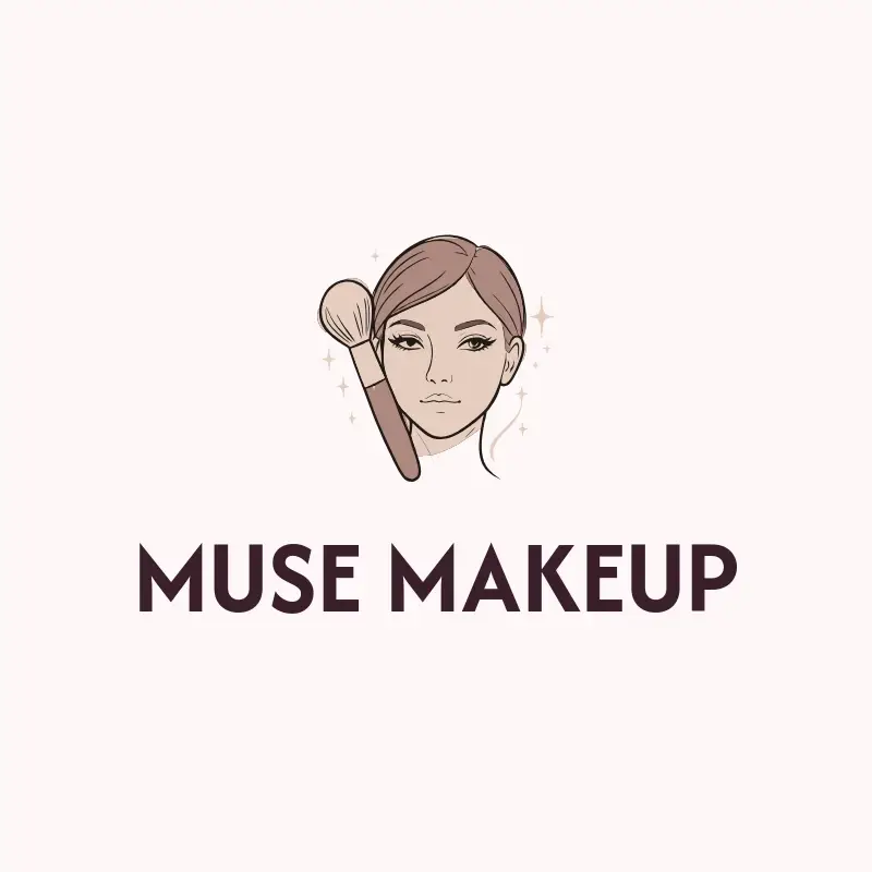The makeup name Muse Makeup as a branded logo with a color icon