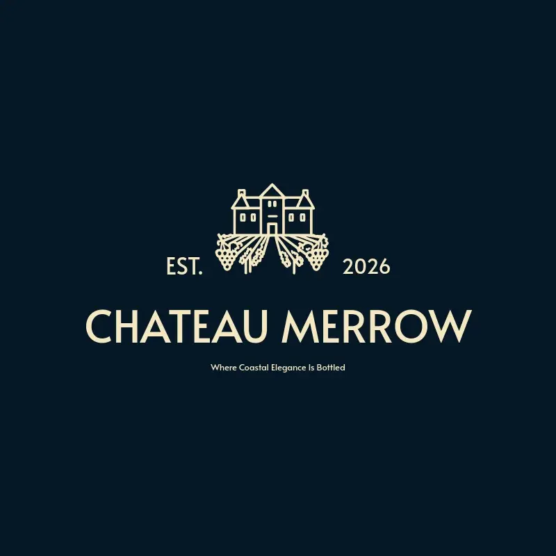 The winery name Chateau Merrow as a branded logo with a single color icon