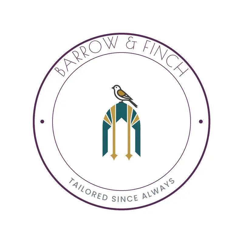 The clothing brand name Barrow & Finch as a branded logo in a deco style