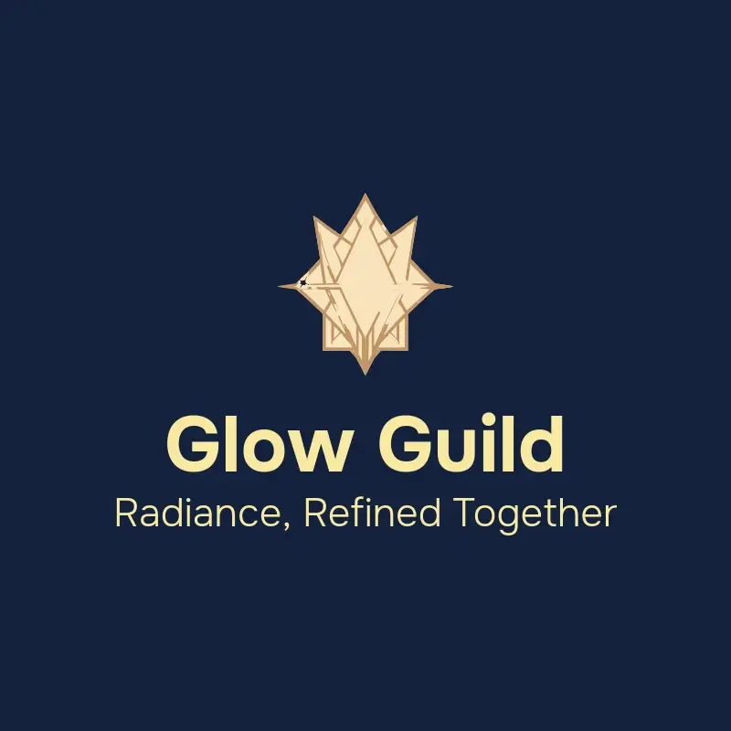 The Instagram name Glow Guild as a branded logo with a single color icon