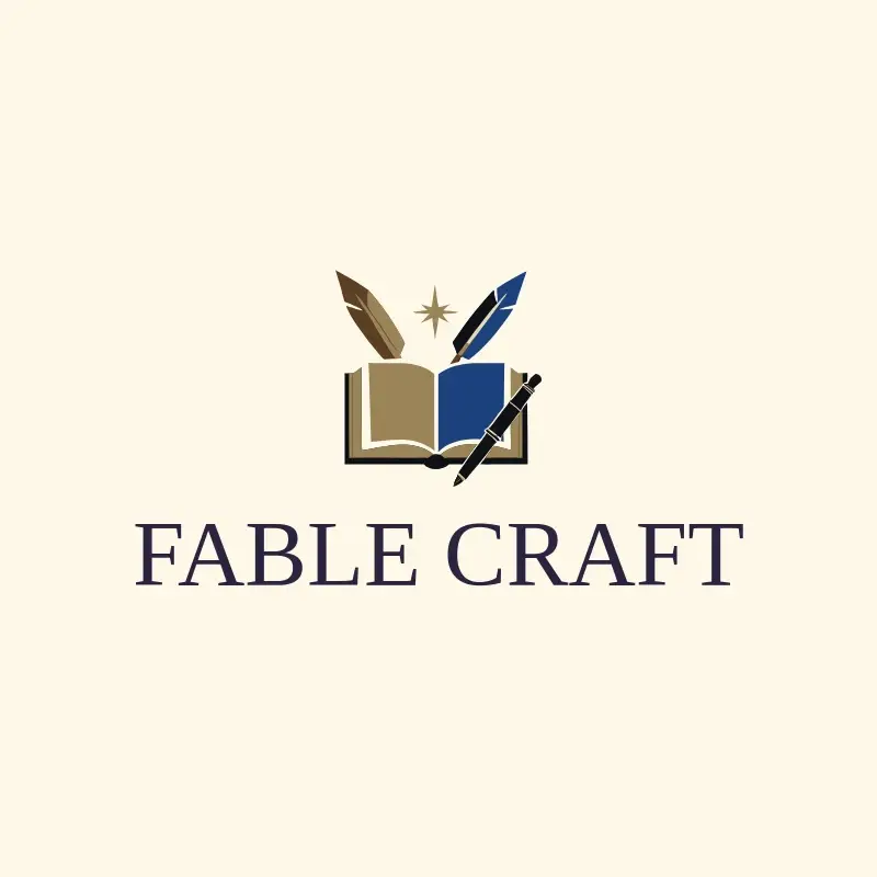 The copywriting business name Fable Craft as a branded logo with a color icon