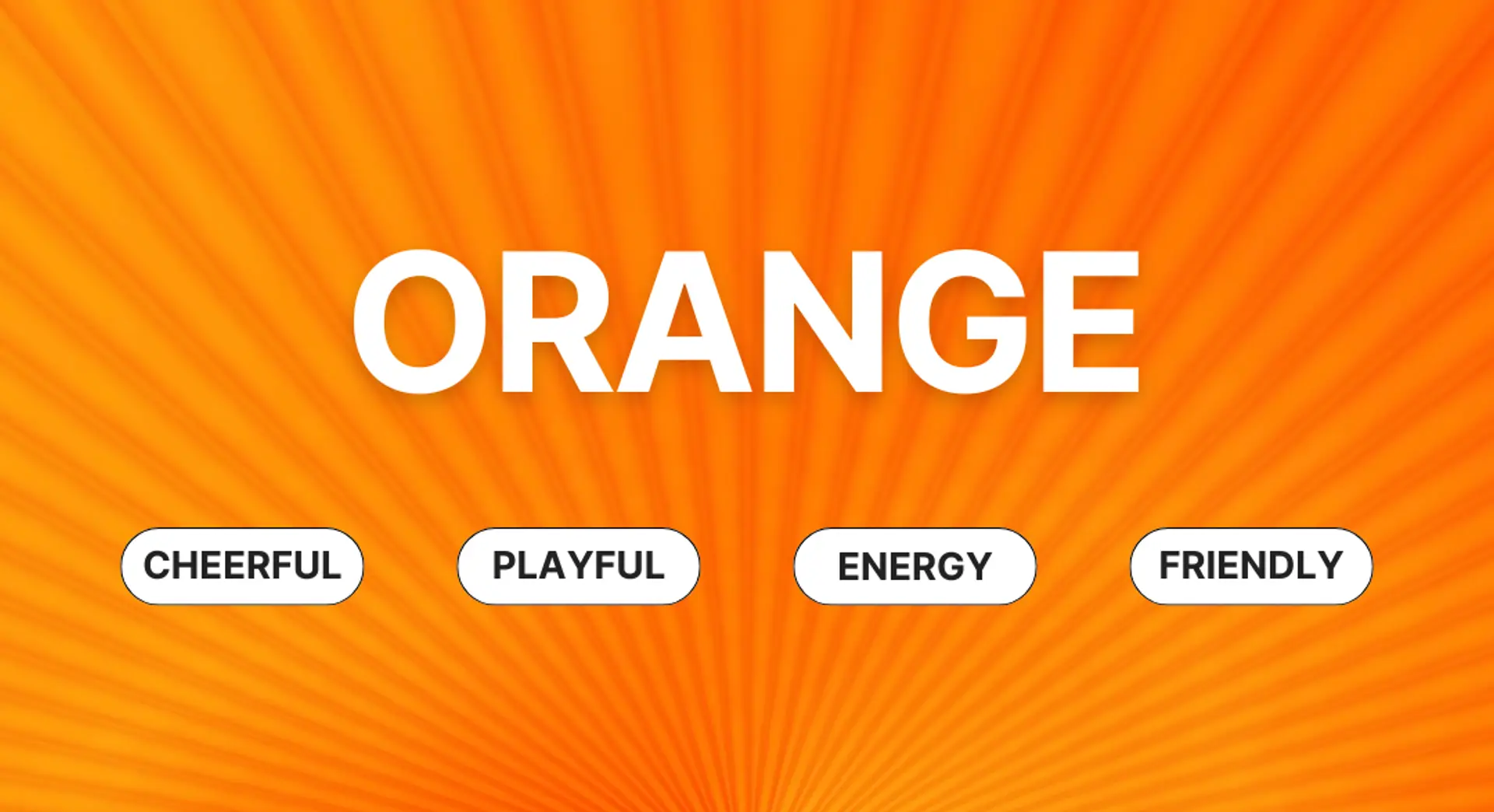 Orange color psychology with meanings: cheerful, playful, energy, friendly