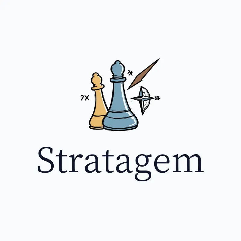 The consulting business name Stratagem as a branded logo with a color icon