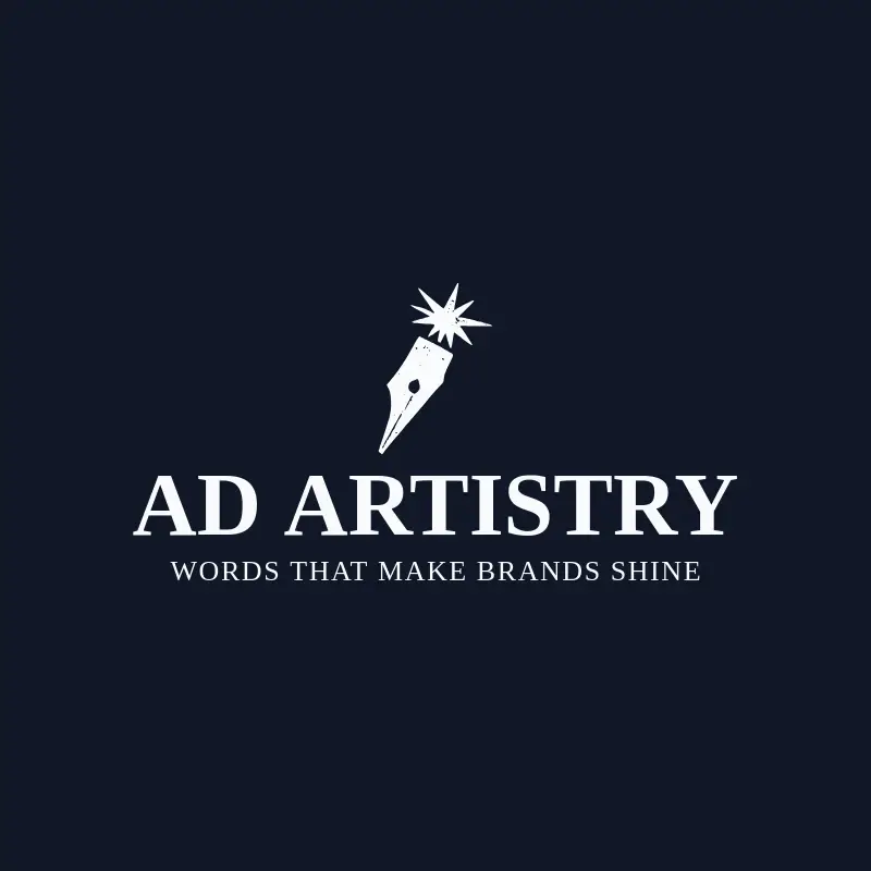 The copywriting business name Ad Artistry as a branded logo with a single color icon