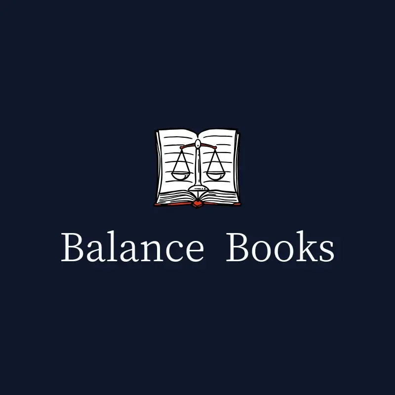 The accounting firm name Balance Books as a branded logo with a color icon