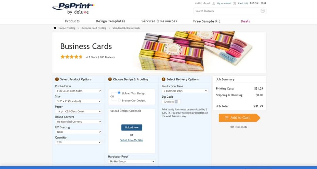 PsPrint business card templates