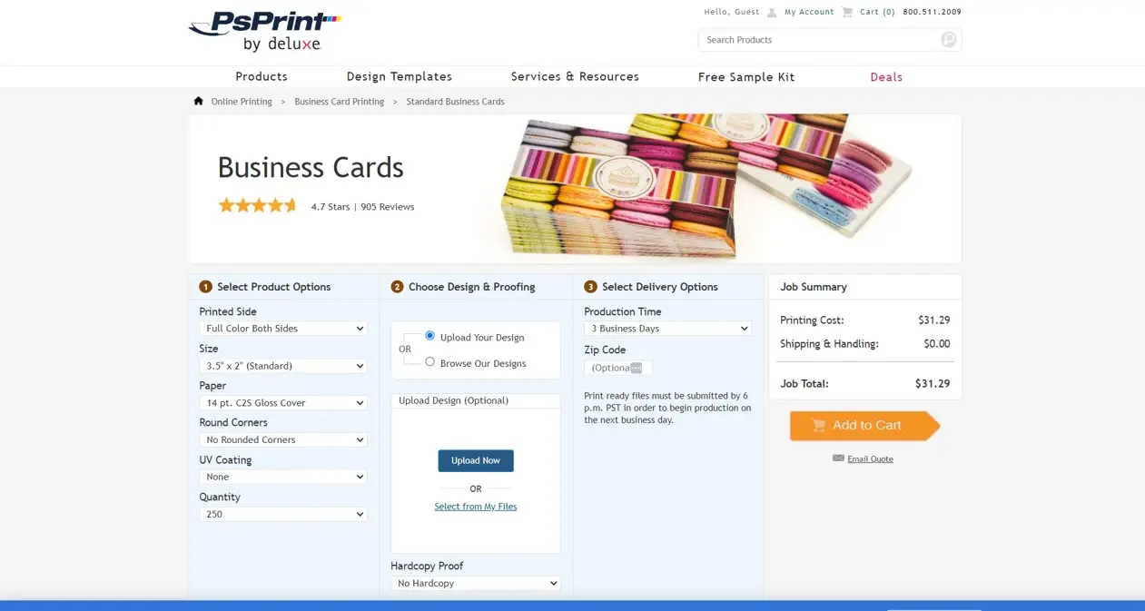 PsPrint business card templates