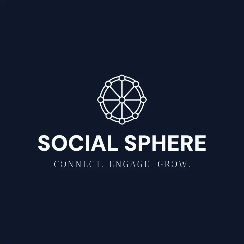 The username Social Sphere as a branded logo with a single color icon