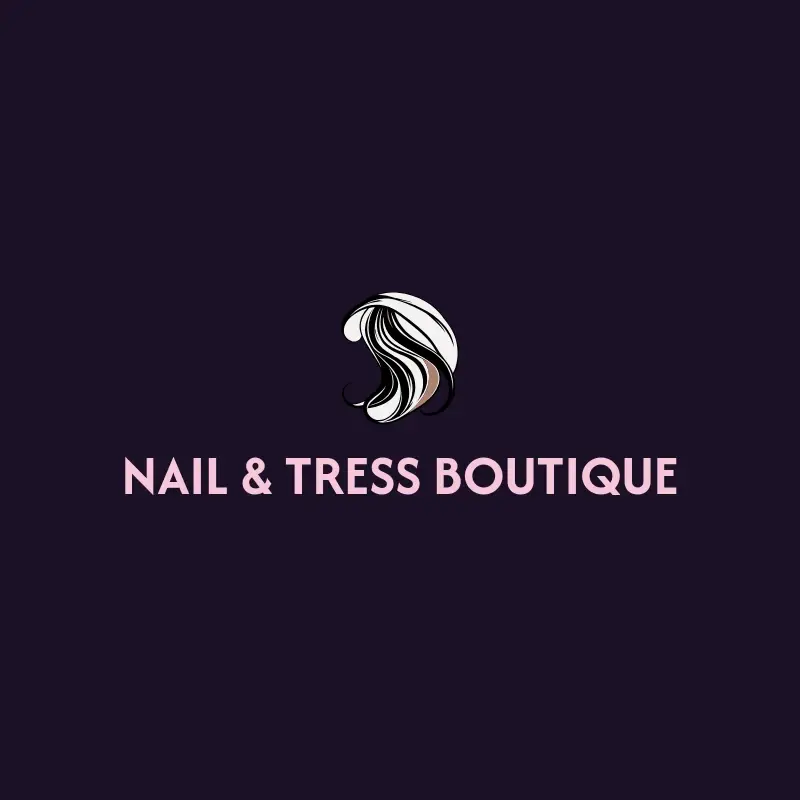 The nail salon name Nail & Tress Boutique as a branded logo with a color icon