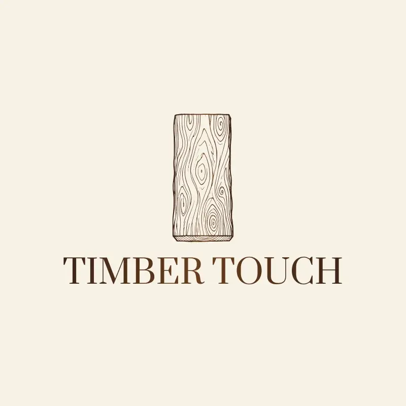 The woodworking name Timber Touch as a branded logo with a single color icon