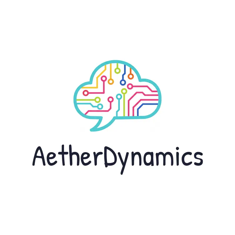 A playful speech bubble logo with circuit lines running through it.