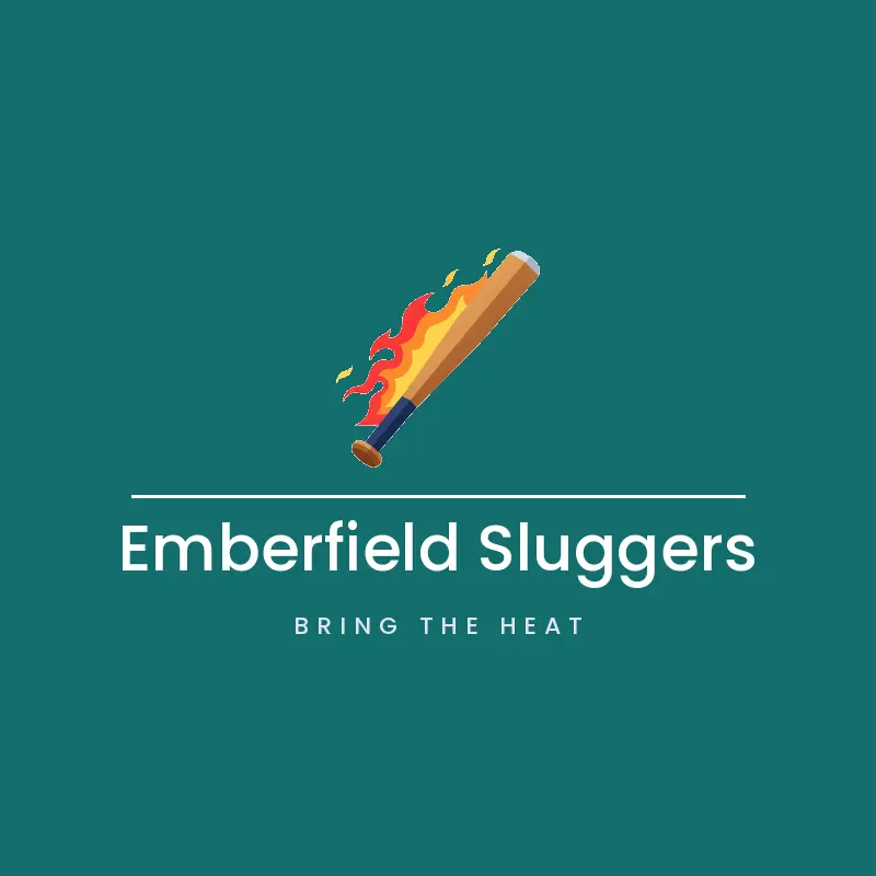 Bat and flames baseball team logo for Emberfield Sluggers