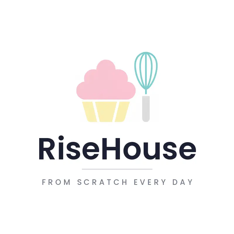 A minimal cupcake and whisk bakery logo on white.