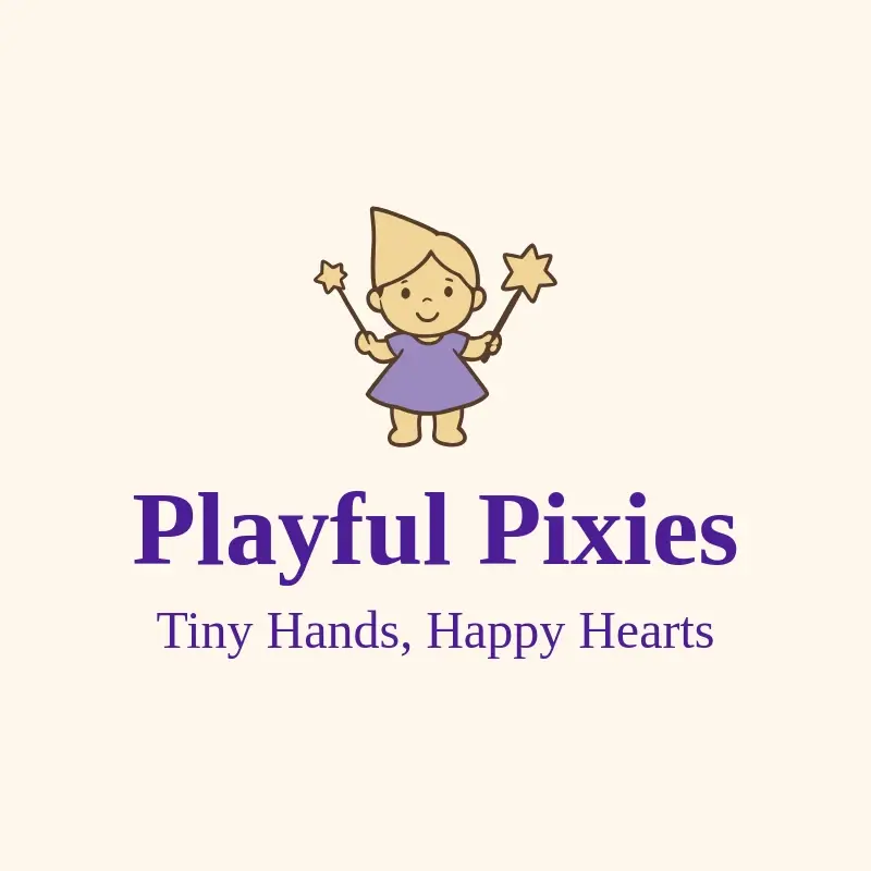 The babysitting name Playful Pixies as a branded logo with a color icon