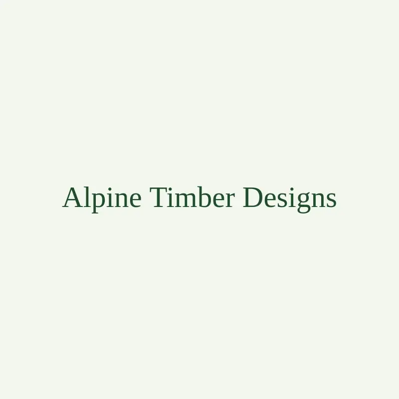 The tree trimming company name Alpine Timber Designs as a branded logo with a single color icon