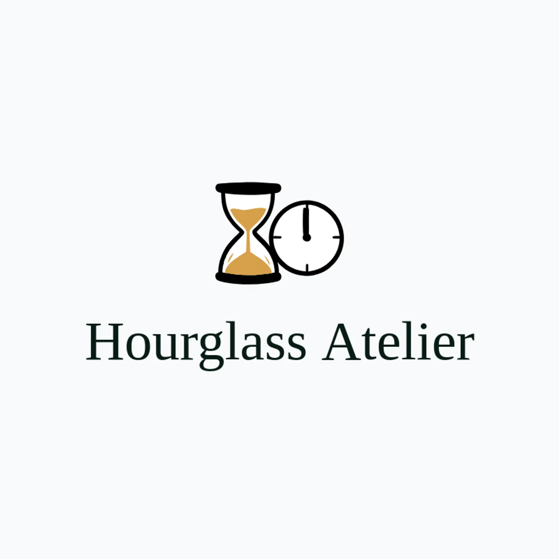 Hourglass Atelier logo for clock