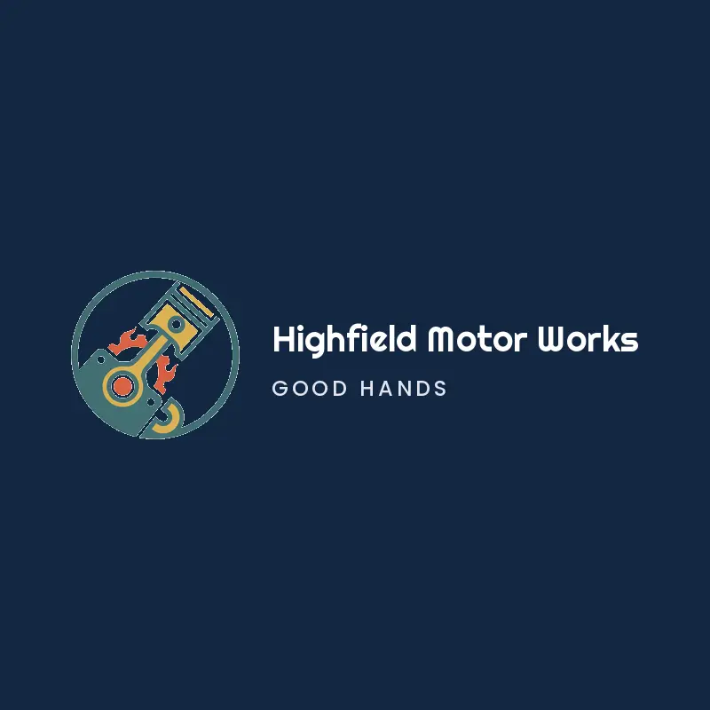 Retro engine builder logo with a motorcycle piston rising