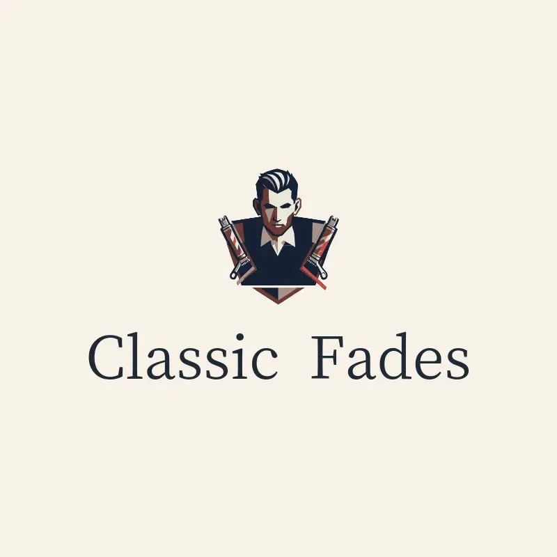 The barbershop name Classic Fades as a branded logo with a color icon