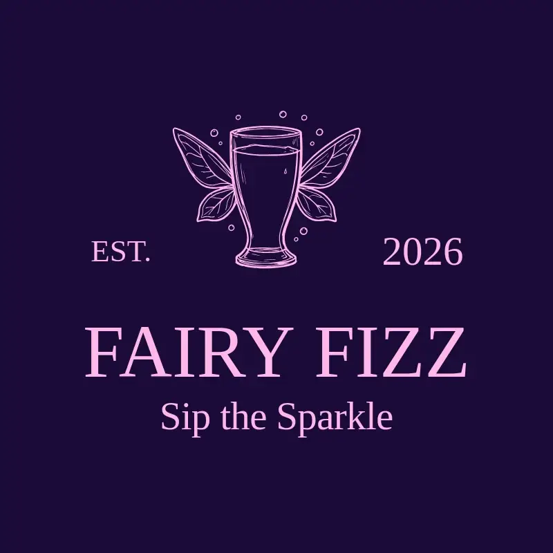 The drink name Fairy Fizz as a branded logo with a single color icon
