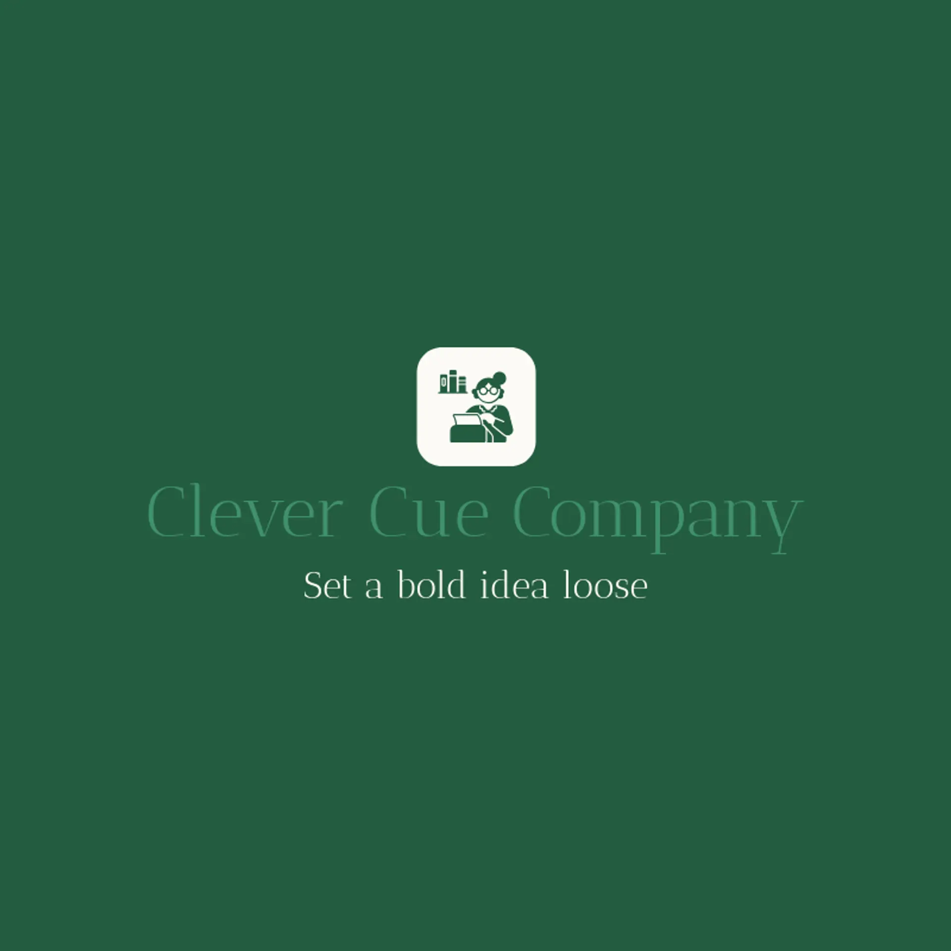 Clever Cue Company logo for playwright