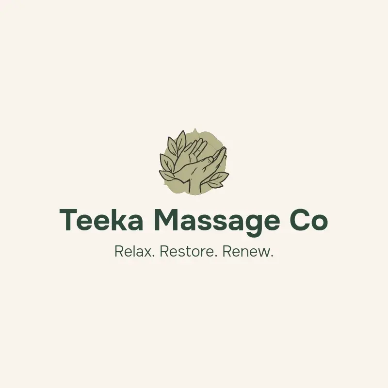 The massage name Teeka Massage Co as a branded logo with a color icon