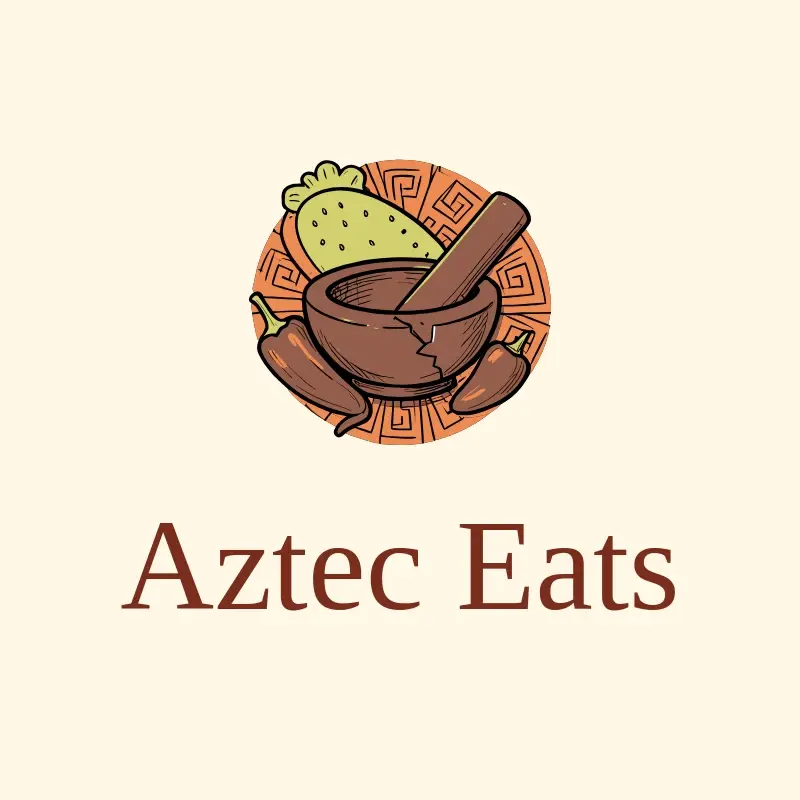 The Mexican restaurant name Aztec Eats as a branded logo with a color icon
