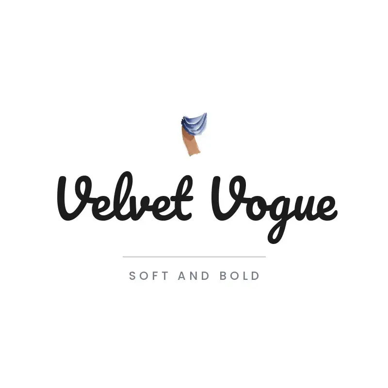 The clothing brand name Velvet Vogue as a branded logo in a brush paint style