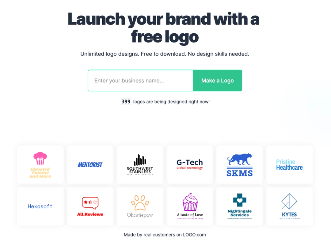 The free logo maker allows you to design a logo and receive 20+ logo files at no cost