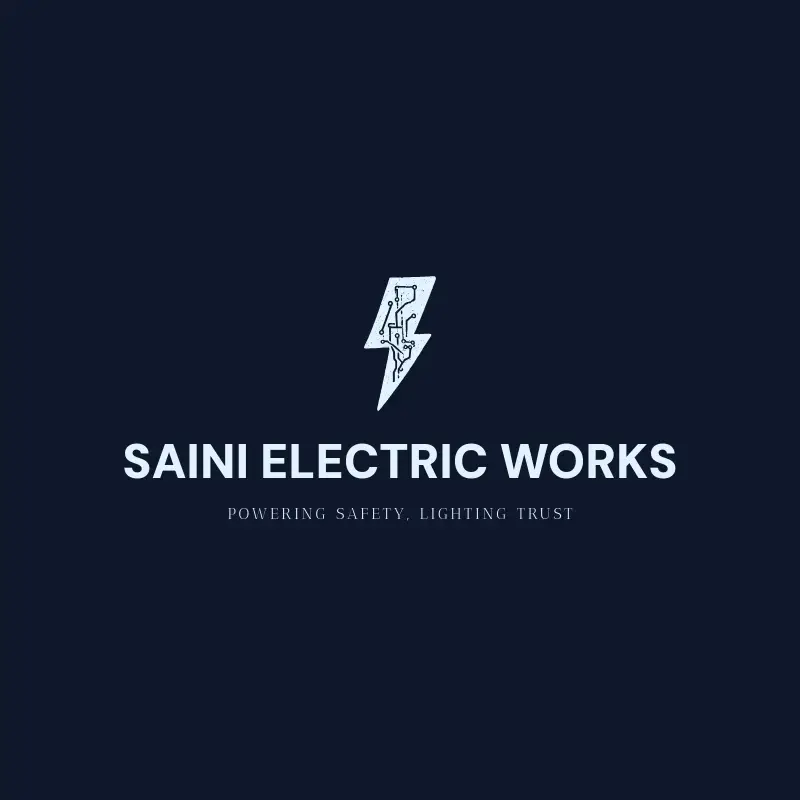 The electrical name Saini Electric Works as a branded logo with a single color icon